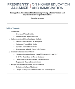 Las prioridades de inmigración de la administración entrante Trump y sus implicaciones para la educación superior